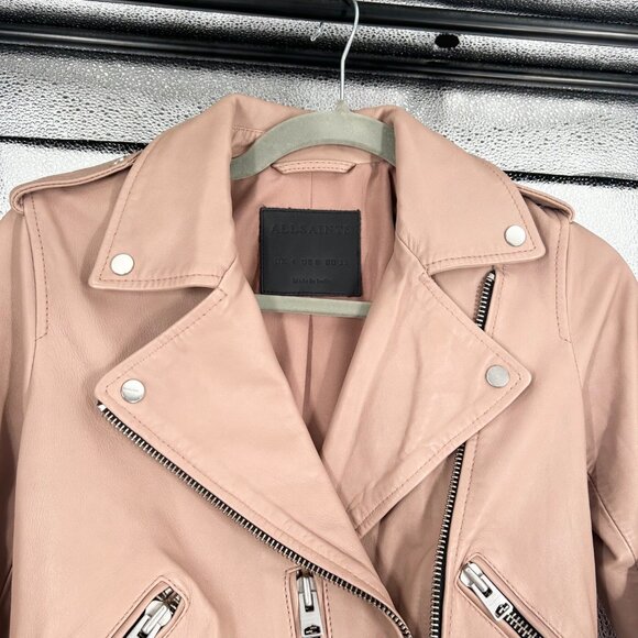 All Saints Fern Leather Biker Jacket - Picture 4 of 8